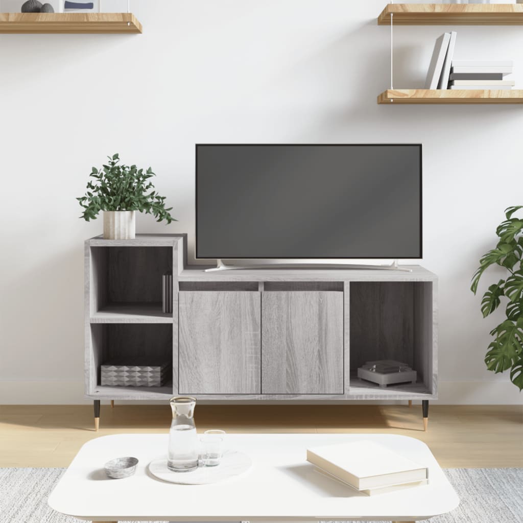 vidaXL TV Cabinet Grey Sonoma 100x35x55 cm Engineered Wood 1