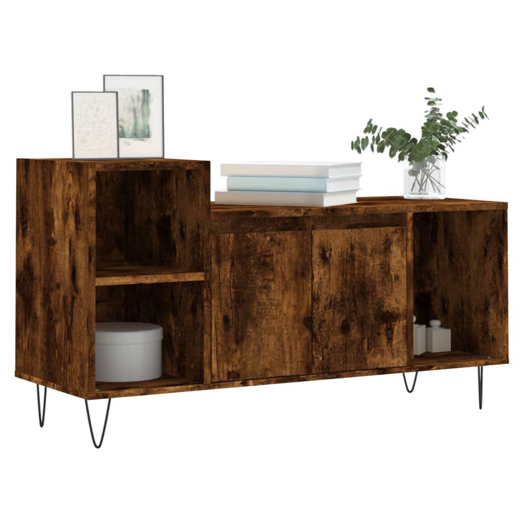 vidaXL TV Cabinet Smoked Oak 100x35x55 cm Engineered Wood 3