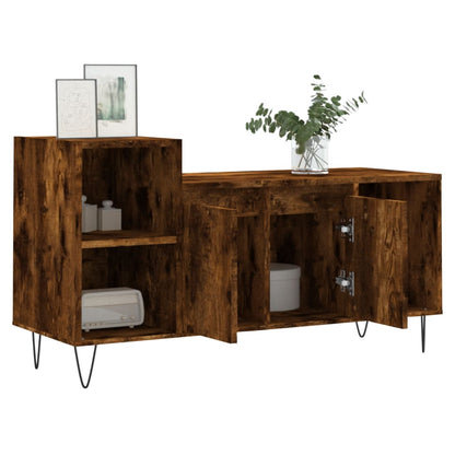 vidaXL TV Cabinet Smoked Oak 100x35x55 cm Engineered Wood 4