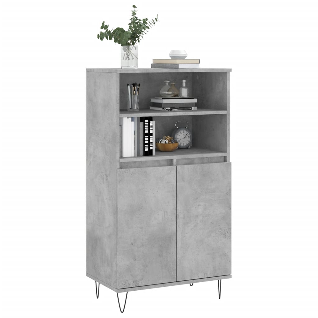 vidaXL Highboard Concrete Grey 60x36x110 cm Engineered Wood 3