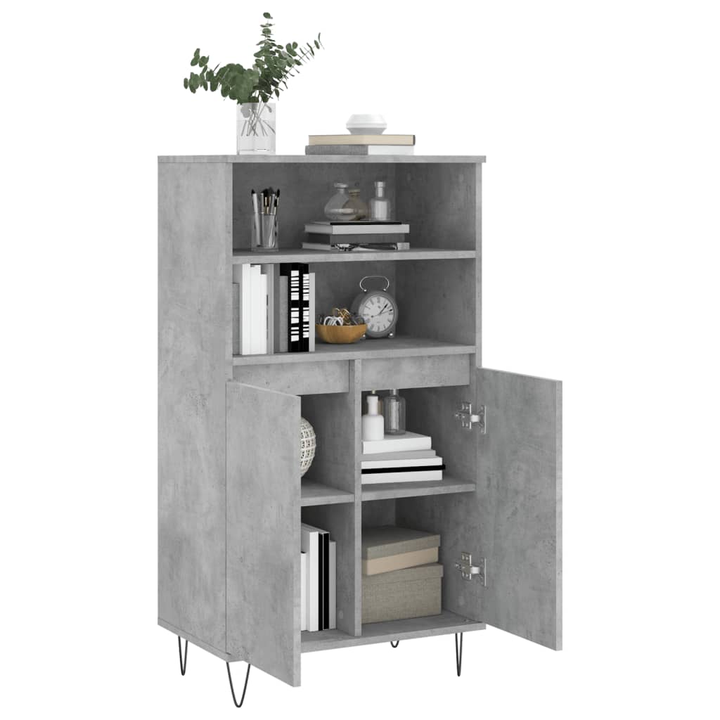 vidaXL Highboard Concrete Grey 60x36x110 cm Engineered Wood 4