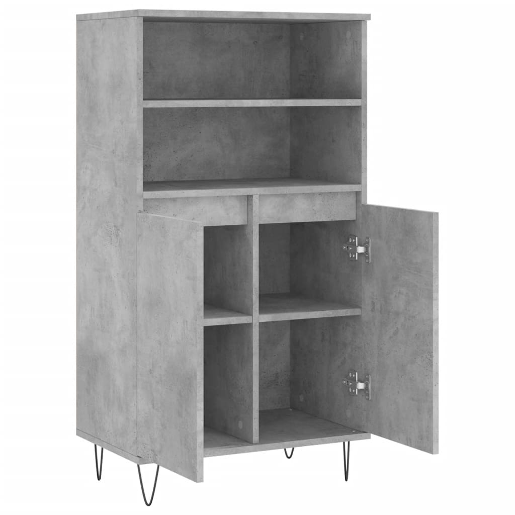 vidaXL Highboard Concrete Grey 60x36x110 cm Engineered Wood 5