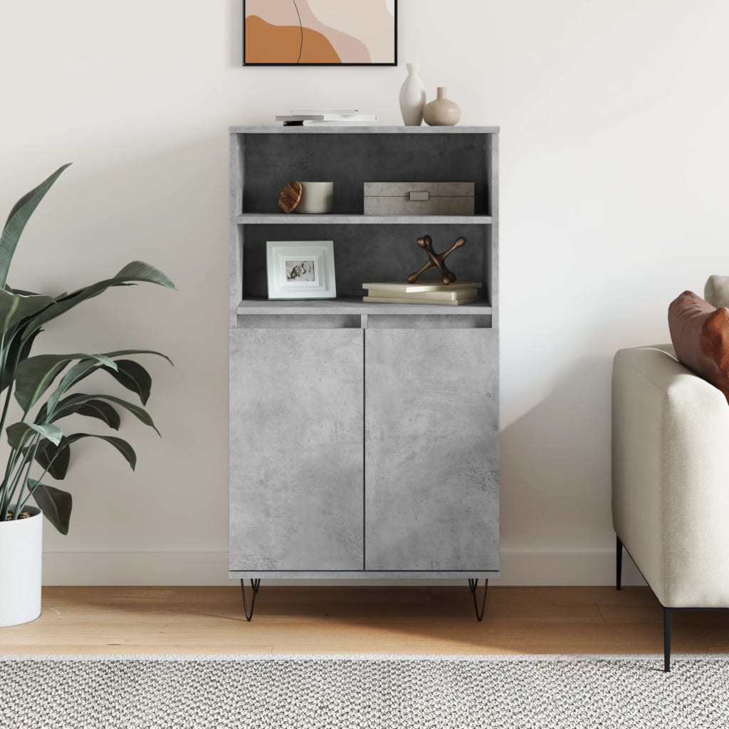 vidaXL Highboard Concrete Grey 60x36x110 cm Engineered Wood 1