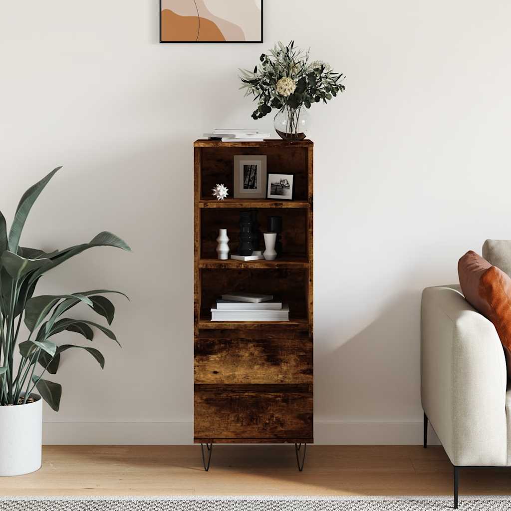 vidaXL Highboard Smoked Oak 40x36x110 cm Engineered Wood 1