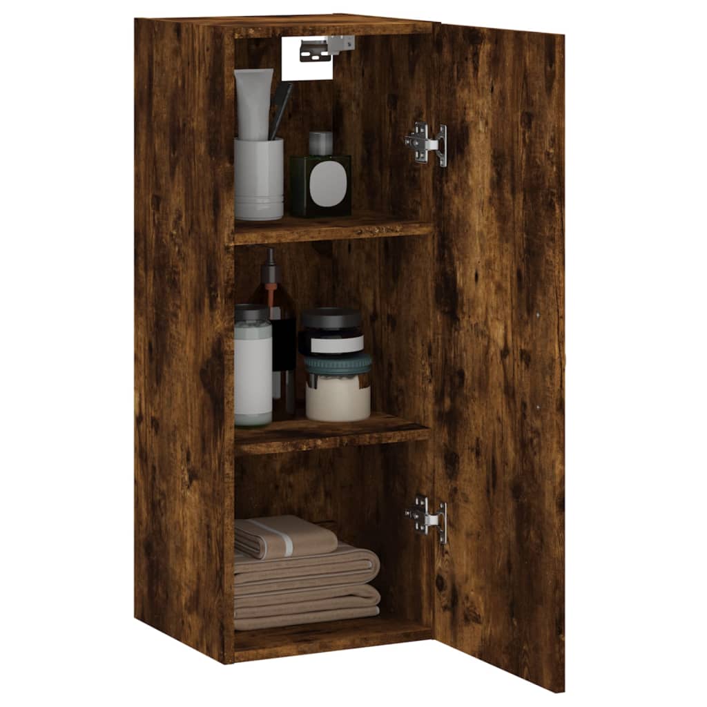 vidaXL Wall Mounted Cabinet Smoked Oak 34.5x34x90 cm Engineered Wood 4