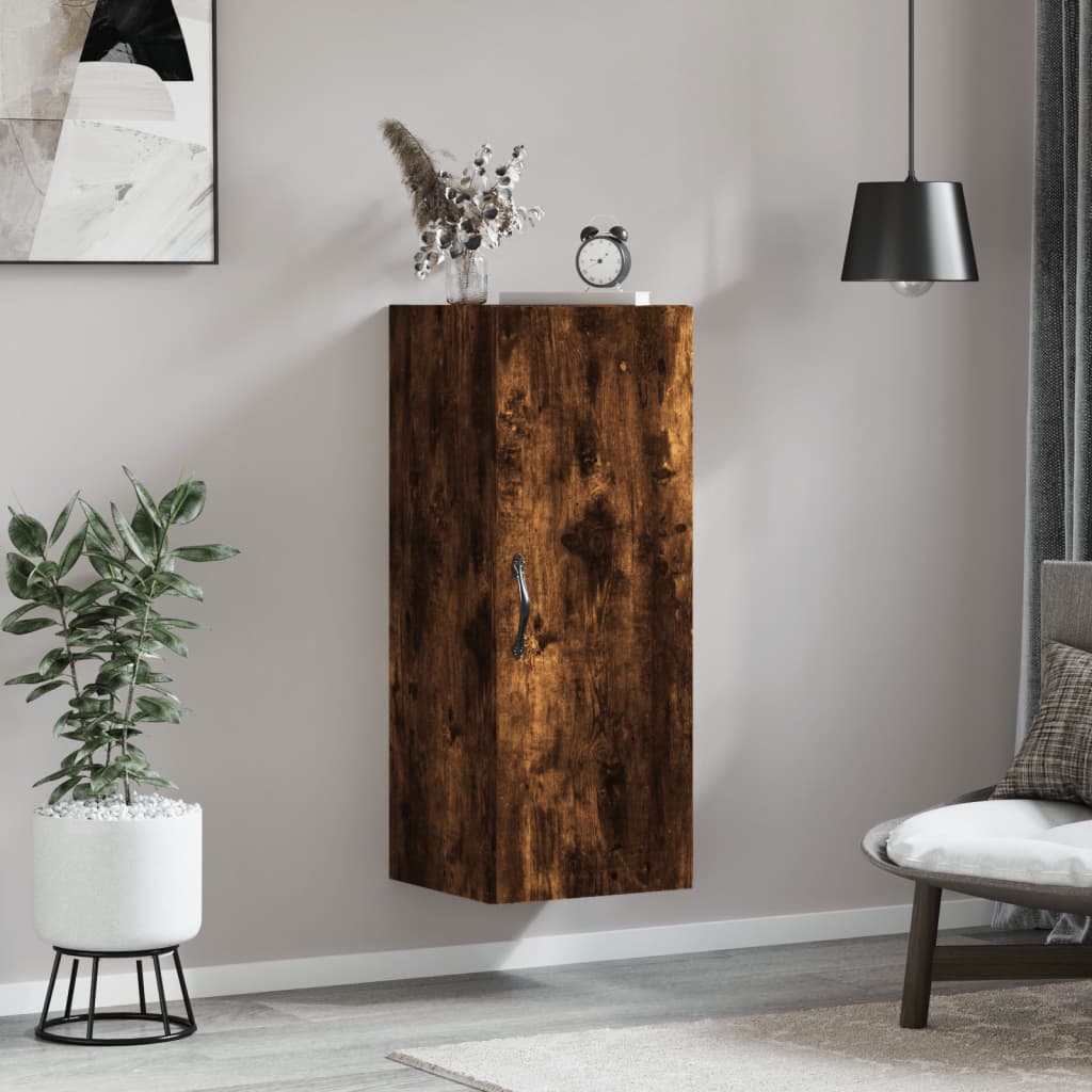 vidaXL Wall Mounted Cabinet Smoked Oak 34.5x34x90 cm Engineered Wood 1