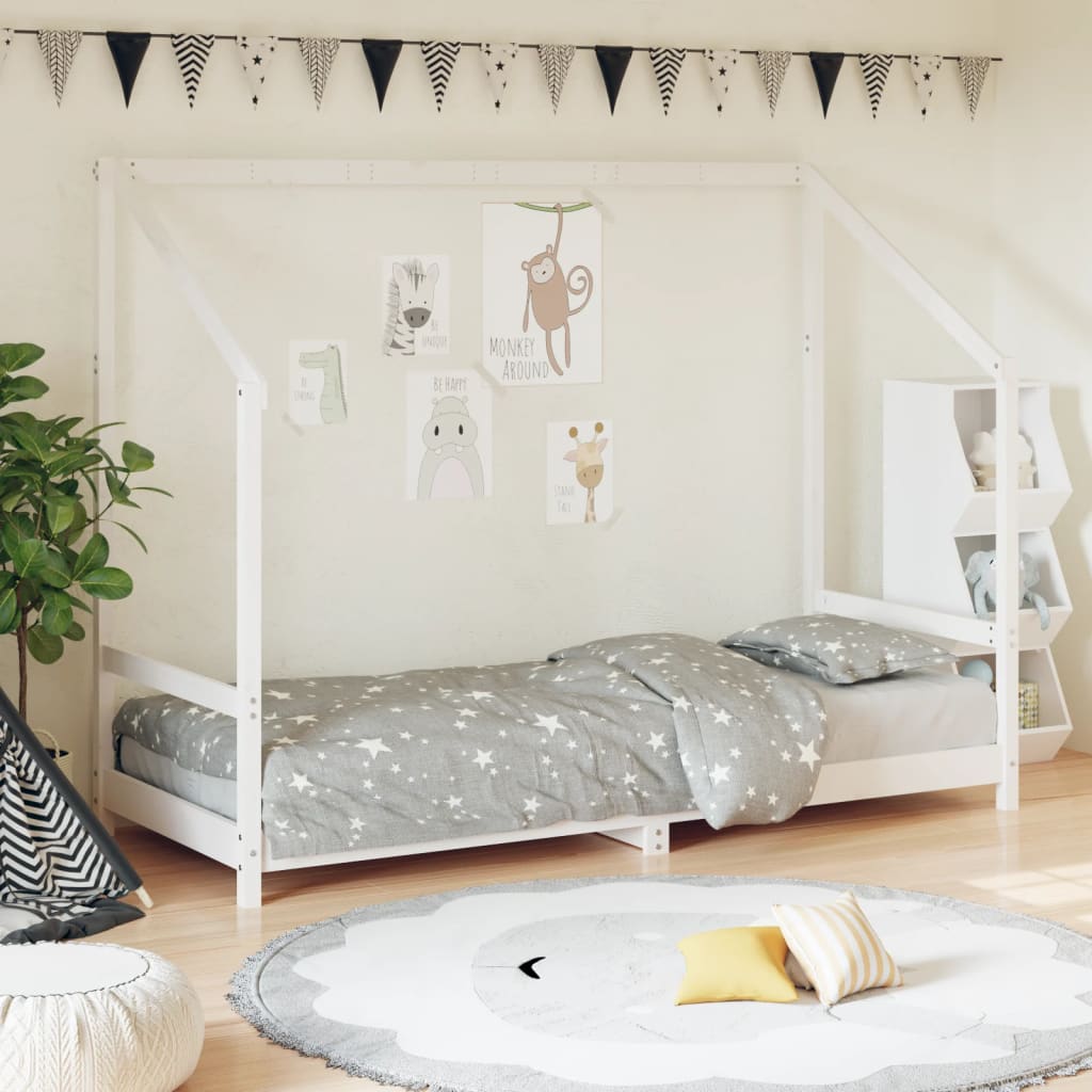 vidaXL Kids Bed Frame White 80x200 cm Solid Wood Pine 1