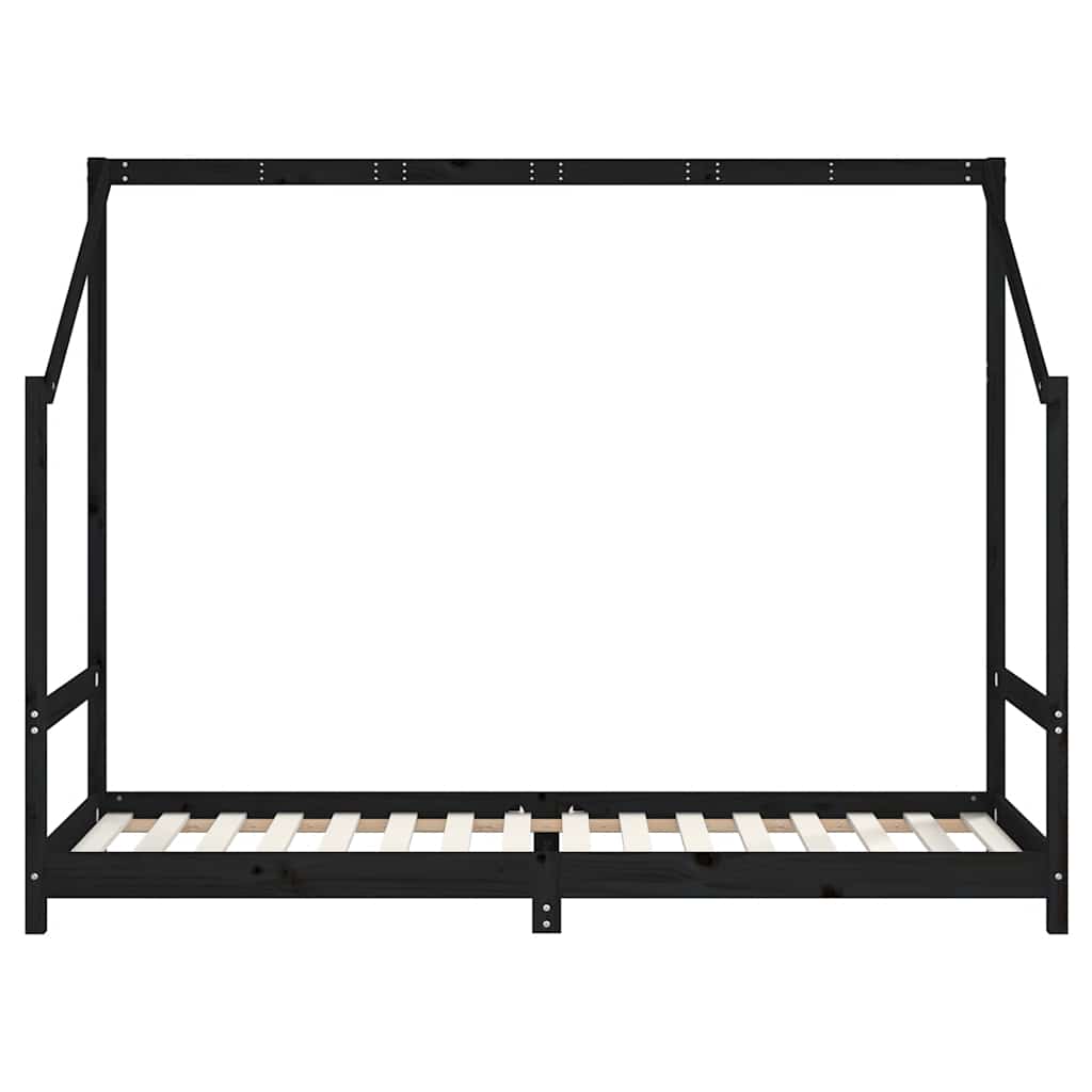 vidaXL Kids Bed Frame Black 80x200 cm Solid Wood Pine 4
