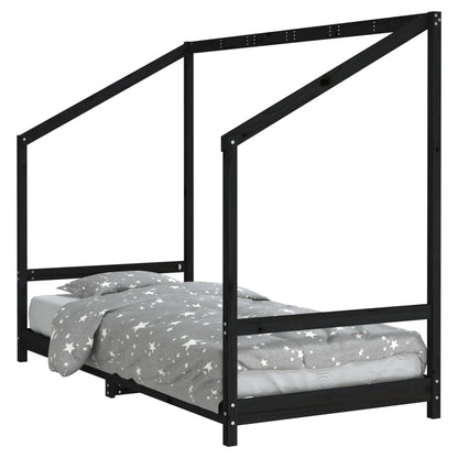 vidaXL Kids Bed Frame Black 90x190 cm Solid Wood Pine 2