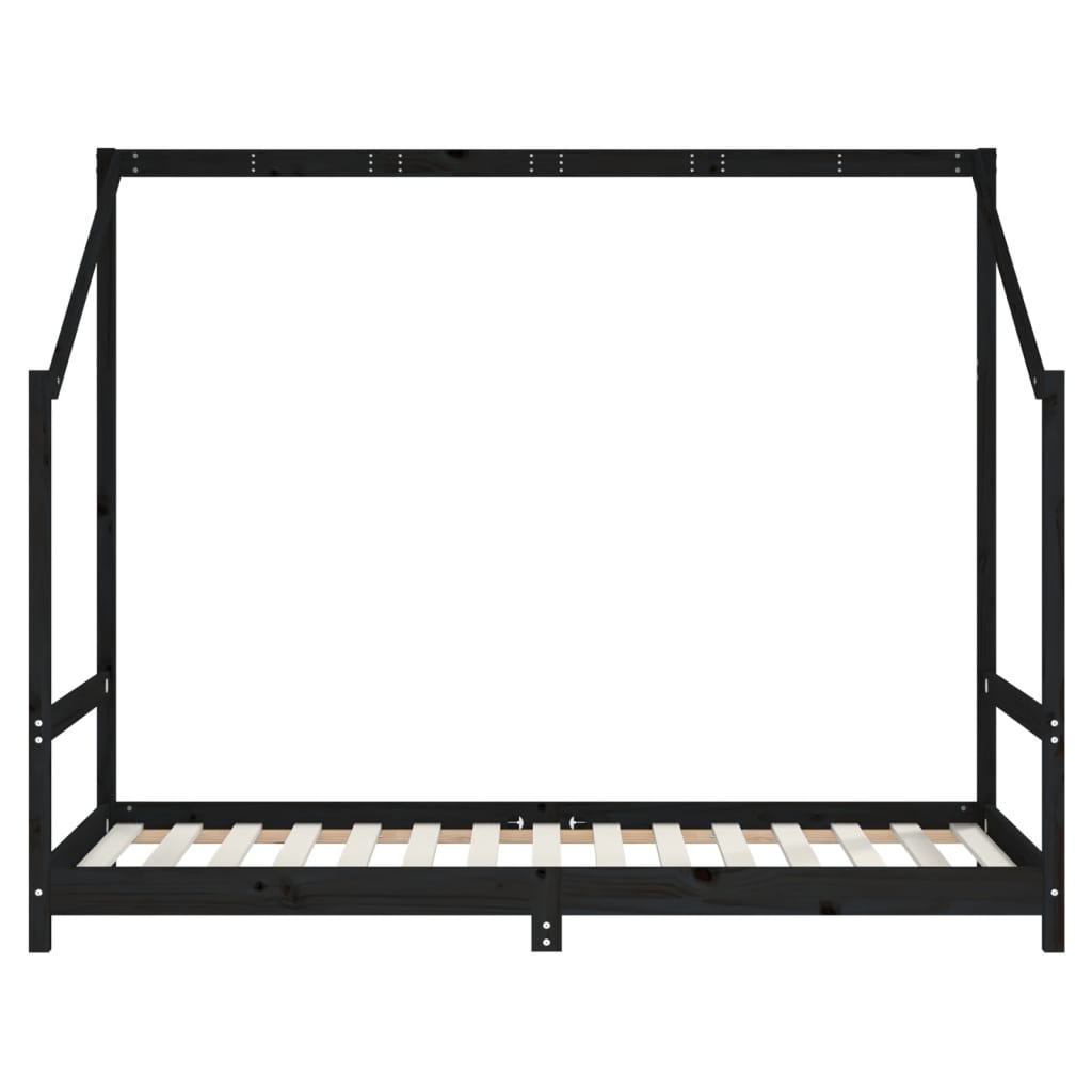 vidaXL Kids Bed Frame Black 90x190 cm Solid Wood Pine 4