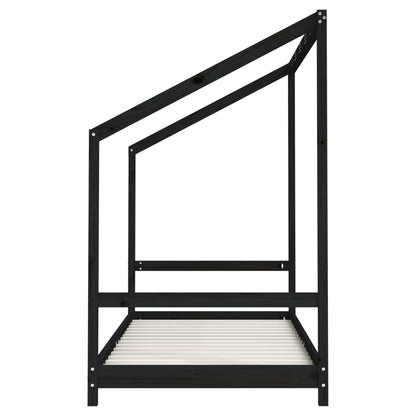 vidaXL Kids Bed Frame Black 90x190 cm Solid Wood Pine 5