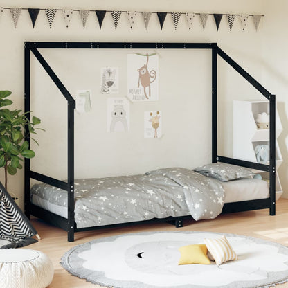 vidaXL Kids Bed Frame Black 90x190 cm Solid Wood Pine 1