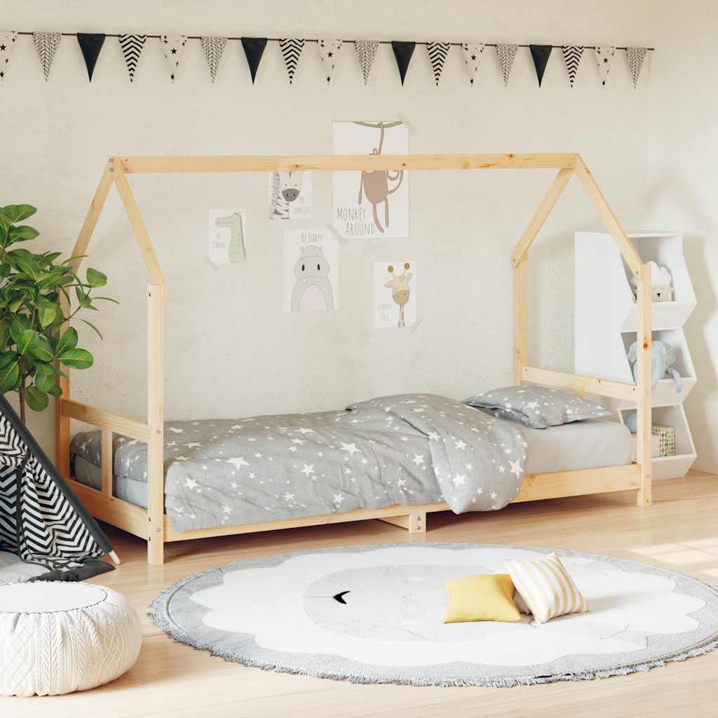 Kids Bed Frame Solid Wood Pine Natural 80 cm 200 cm