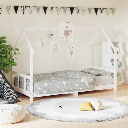 Kids Bed Frame Solid Wood Pine White 90 cm 190 cm