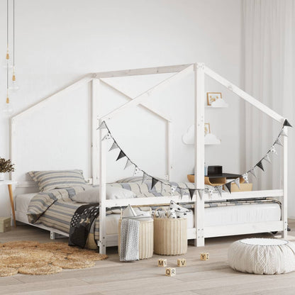 Kids Bed Frame Solid Wood Pine White 2 x (90 x 200) cm