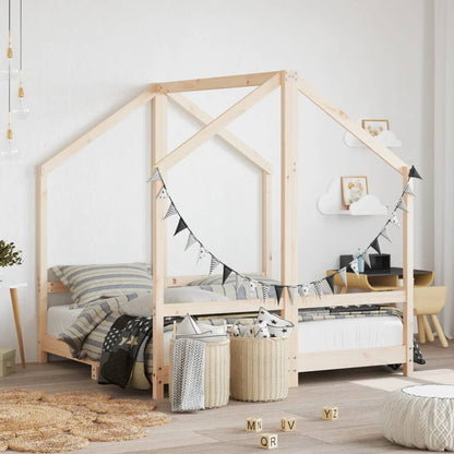 Kids Bed Frame Solid Wood Pine Natural 2 x (70 x 140) cm