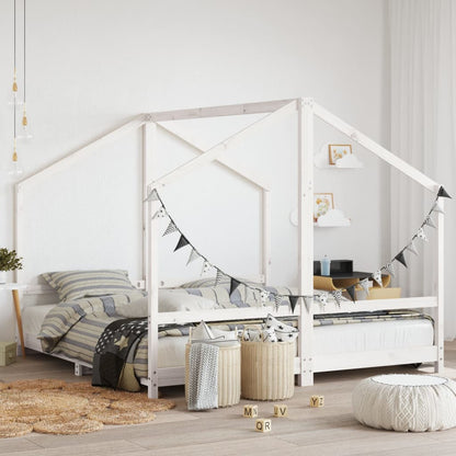 Kids Bed Frame Solid Wood Pine White 2 x (90 x 190) cm