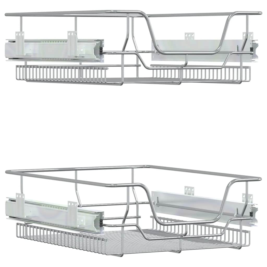 vidaXL Pull-Out Wire Baskets 2 pcs Silver 45 cm 2