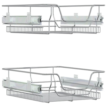 vidaXL Pull-Out Wire Baskets 2 pcs Silver 45 cm 2