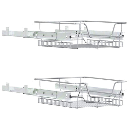 vidaXL Pull-Out Wire Baskets 2 pcs Silver 45 cm 5
