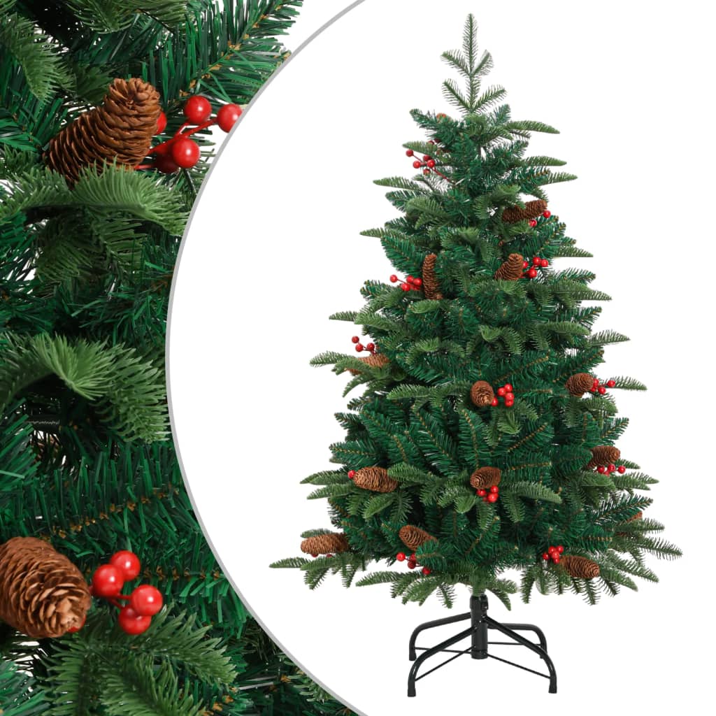 vidaXL Artificial Hinged Christmas Tree with Cones and Berries 150 cm 1