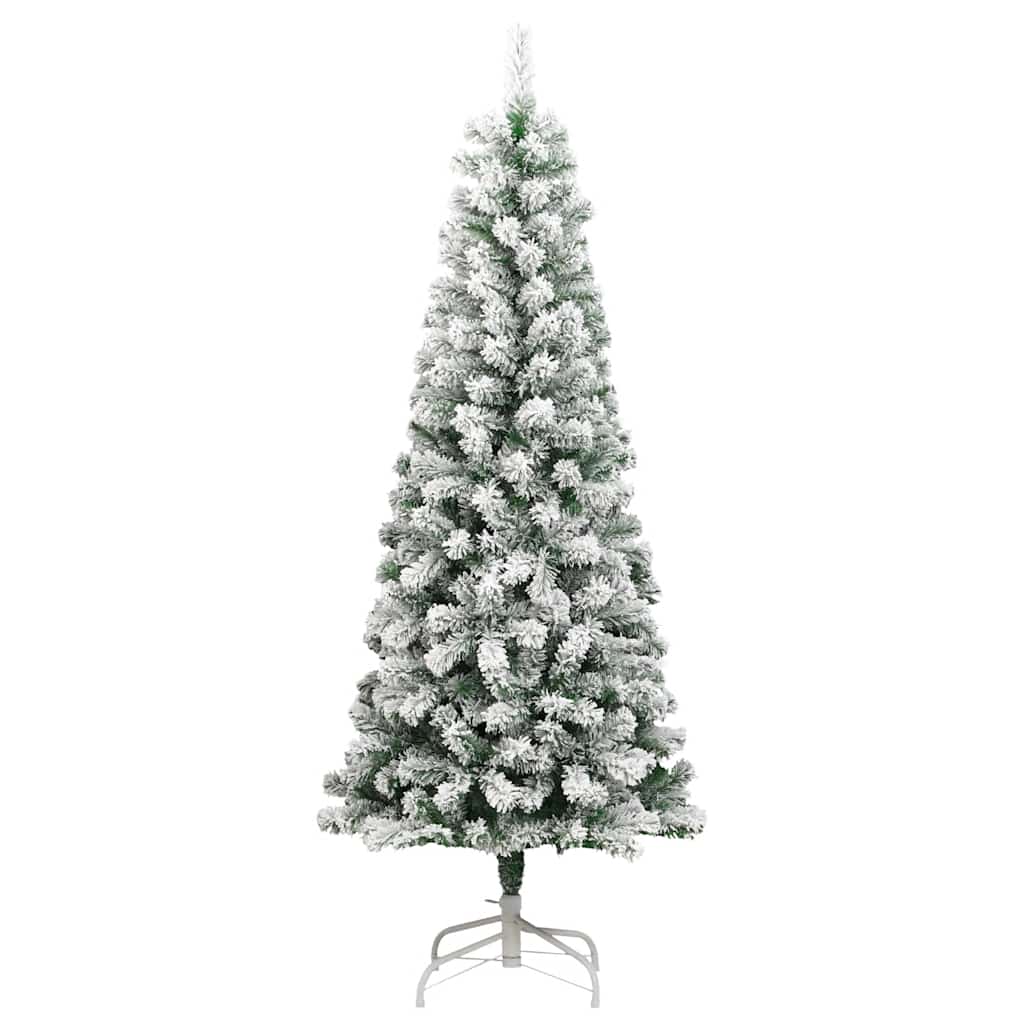 vidaXL Artificial Hinged Christmas Tree with Flocked Snow 180 cm 2