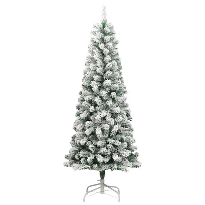 vidaXL Artificial Hinged Christmas Tree with Flocked Snow 180 cm 2