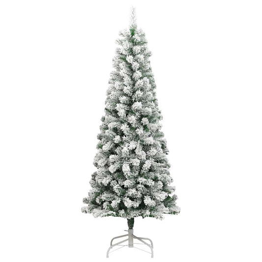 vidaXL Artificial Hinged Christmas Tree with Flocked Snow 180 cm 2
