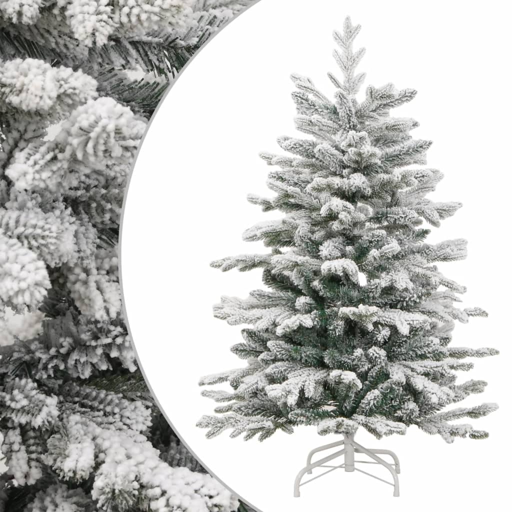 vidaXL Artificial Hinged Christmas Tree with Flocked Snow 120 cm 1
