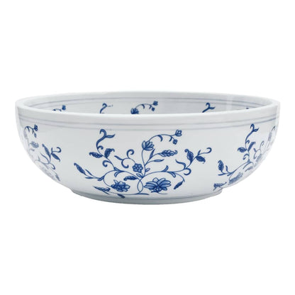 Countertop Basin Round Φ41x14 Ceramic White and blue
