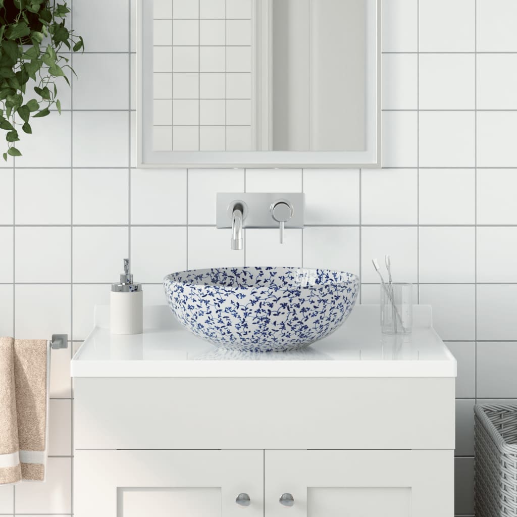 Countertop Basin Round Φ41x14 Ceramic Blue