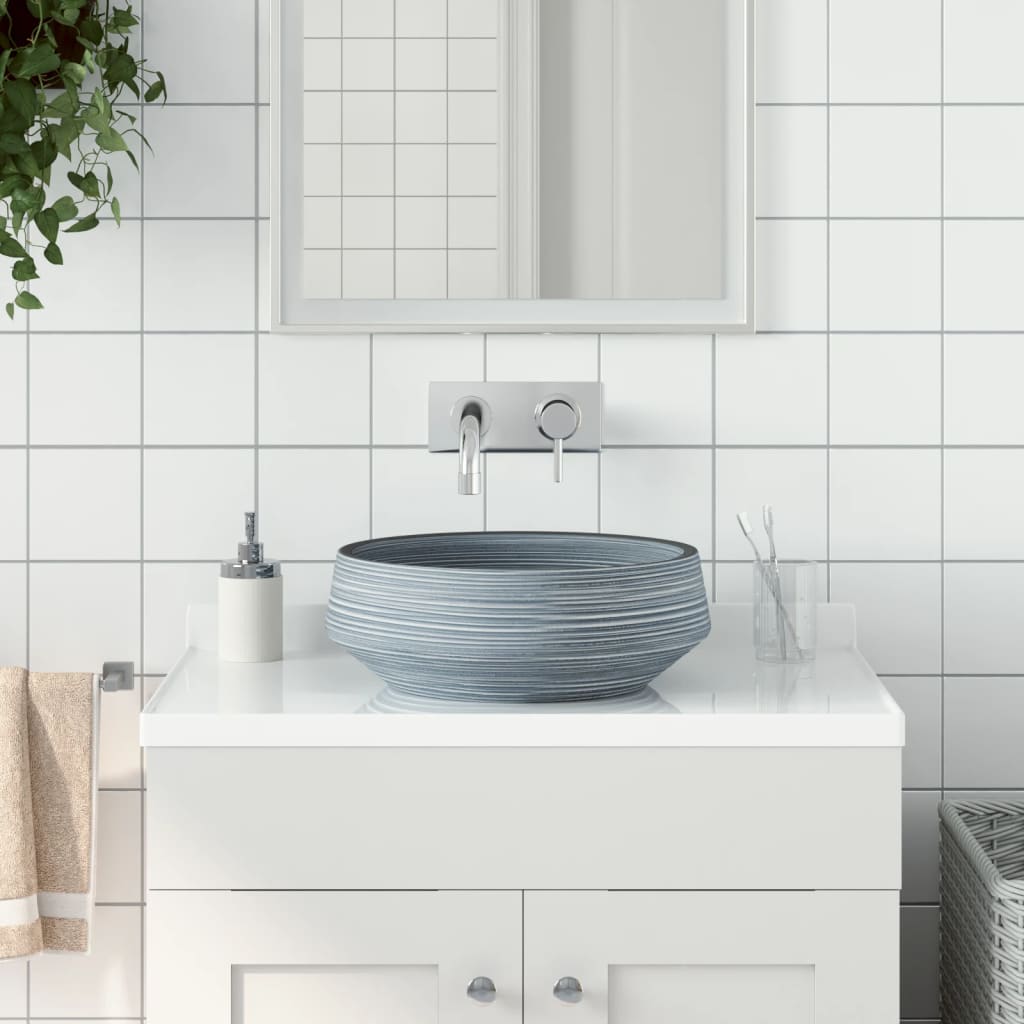 Countertop Basin Round Φ41x14 Ceramic Dark grey