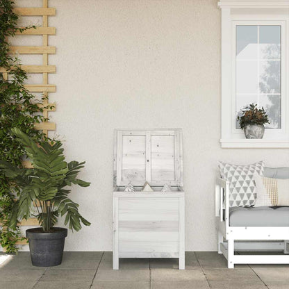 vidaXL Garden Storage Box White 50x49x56.5 cm Solid Wood Fir 1
