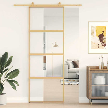 Sliding Door ESG Glass and Aluminium 76 x 205 cm Gold Transparent