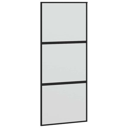 Sliding Door 90x205 cm Clear ESG Glass and Aluminium Black and matt 2 horizontal bars