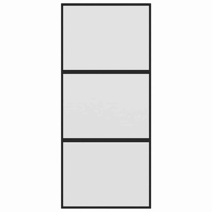 Sliding Door 90x205 cm Clear ESG Glass and Aluminium Black and matt 2 horizontal bars