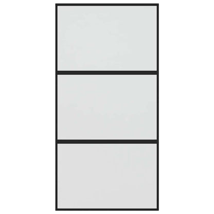 Sliding Door 102.5x205 cm Clear ESG Glass and Aluminium Black and matt 2 horizontal bars