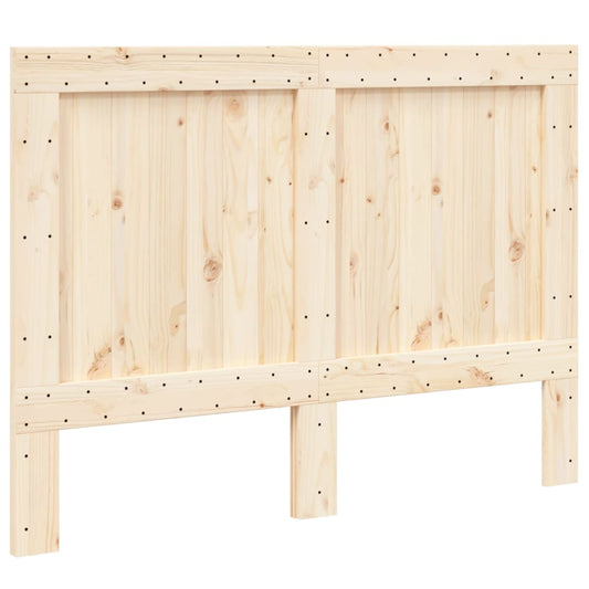 The solid wood pine headboard shown from the front with visible wooden planks and screws