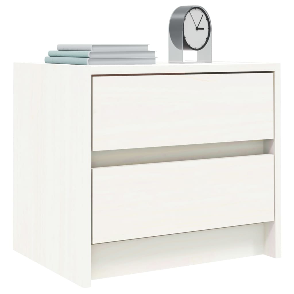 Bedside Tables 40 x 30.5 x 35.5 cm Pine Wood White 2