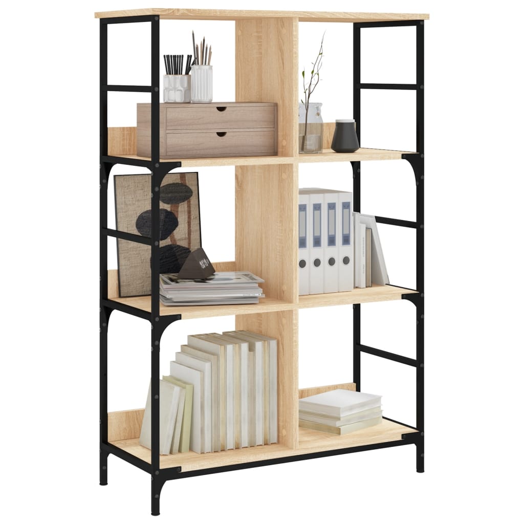 vidaXL Bookshelf Sonoma Oak 78.5x33x117.5 cm Engineered Wood 3