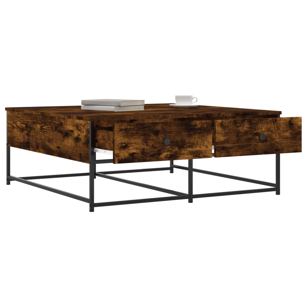 vidaXL Coffee Table Smoked Oak 100x99x40 cm Engineered Wood 4