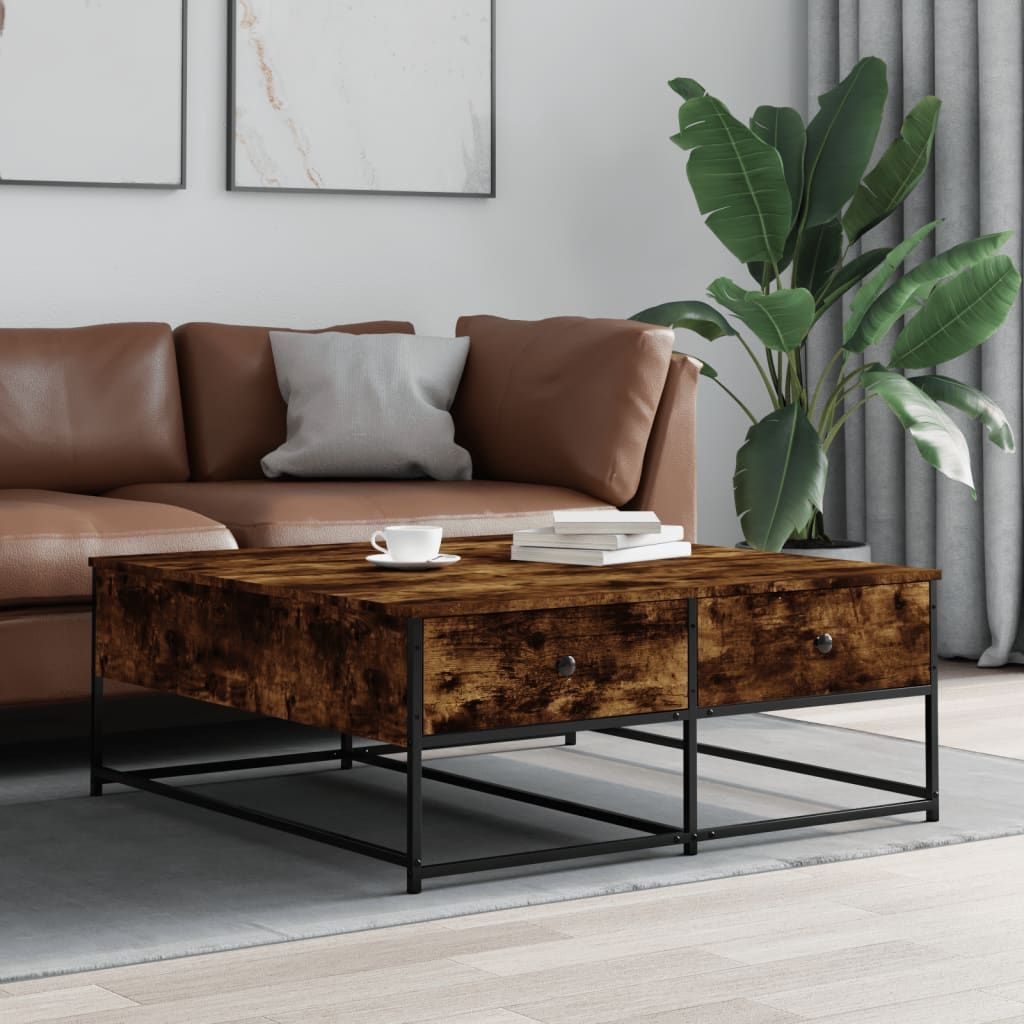vidaXL Coffee Table Smoked Oak 100x99x40 cm Engineered Wood 1