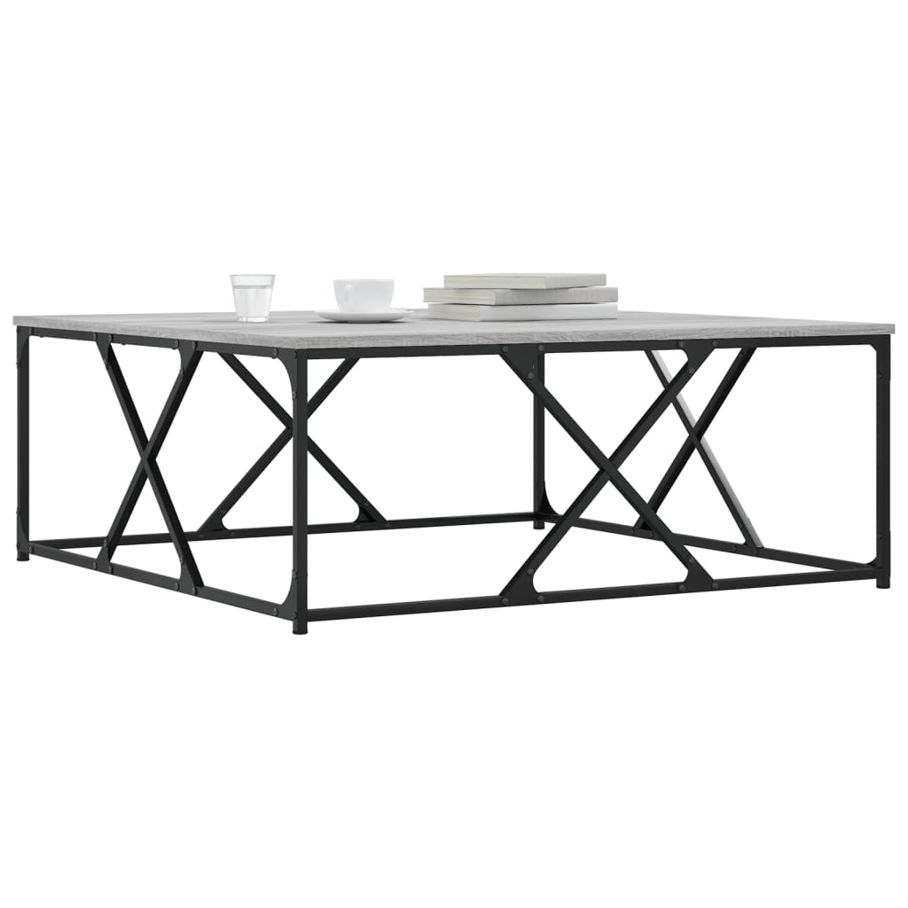vidaXL Coffee Table Grey Sonoma 100x100x40 cm Engineered Wood 3