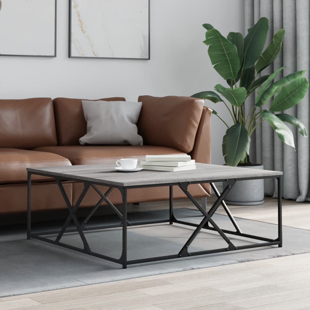 vidaXL Coffee Table Grey Sonoma 100x100x40 cm Engineered Wood 1