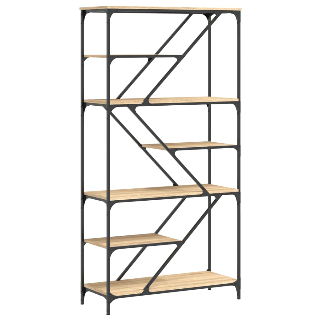 vidaXL Bookshelf Sonoma Oak 91x36x176 cm Engineered Wood and Steel 2