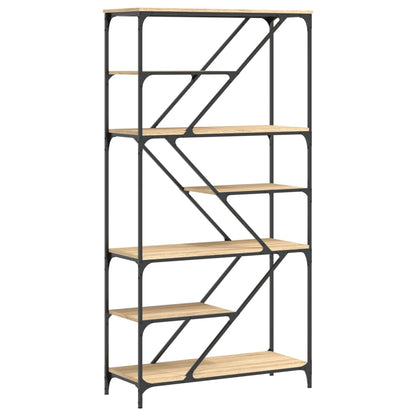 vidaXL Bookshelf Sonoma Oak 91x36x176 cm Engineered Wood and Steel 2