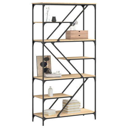 vidaXL Bookshelf Sonoma Oak 91x36x176 cm Engineered Wood and Steel 3