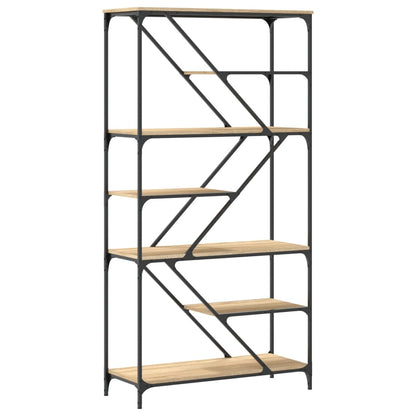 vidaXL Bookshelf Sonoma Oak 91x36x176 cm Engineered Wood and Steel 6