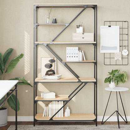 vidaXL Bookshelf Sonoma Oak 91x36x176 cm Engineered Wood and Steel 1