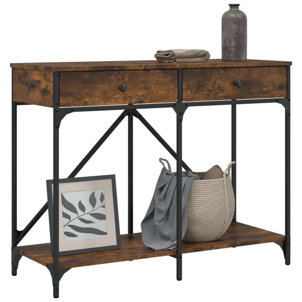 vidaXL Console Table Smoked Oak 100x39x78.5 cm Engineered Wood 3
